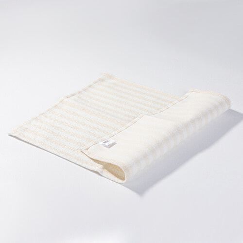 Lněná podložka na stůl 50 x 35,5 cm krémová se žlutými pruhy pro sublimaci