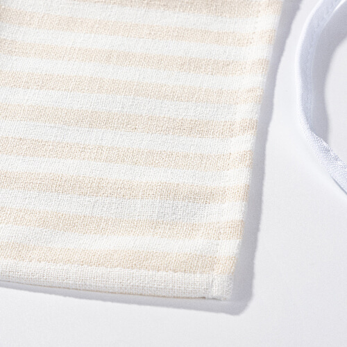 Lněný materiál pro sublimaci - krémový se žlutými pruhy