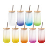 550ml matná sklenice s brčkem a bambusovým víčkem pro sublimaci - žlutý gradient