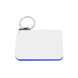 Plastový obdélníkový přívěsek na klíče 80 x 55 mm bílý s modrým okrajem Sublimační termotransferový tisk