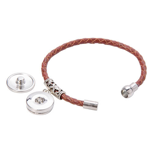 Pletený kožený náramek s visačkou - červená Sublimace