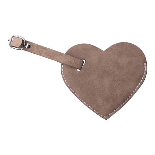 Kožená visačka na zavazadla pro sublimaci - šedé srdce