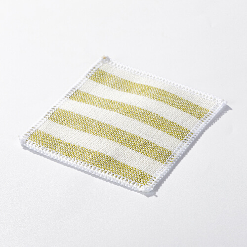 Lněná podložka pod hrnek 10 x 10 cm krémová se světle zelenými pruhy pro sublimaci