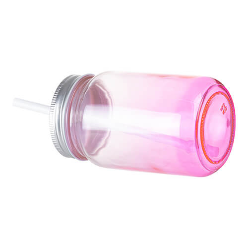Skleněný hrnek Mason Jar 450 ml bez očka pro sublimaci - fialový gradient
