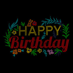 Velký zirkonový plech pro termotransfer - Happy Birthday