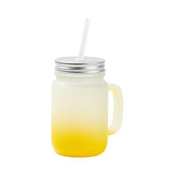 Hrnek z matného skla Mason Jar pro sublimaci - žlutý gradient