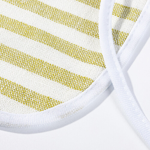 Lněná kuchyňská zástěra pro sublimaci - krémová se světle zelenými pruhy