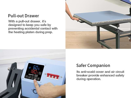 Tepelný lis OtterPro 80 x 100 cm s výsuvnou deskou