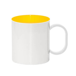 Plastový hrnek 330 ml se žlutým vnitřkem (pro sublimaci)