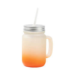 Hrnek z matného skla Mason Jar pro sublimaci - oranžový gradient