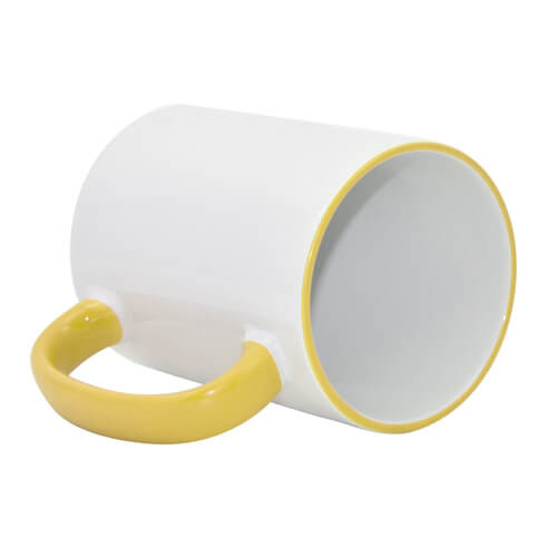 Hrnek 450ml se žlutým lemem a uchem (sublimace termotransfer)