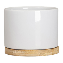 Malý keramický květináč s bambusovou podložkou pro sublimaci