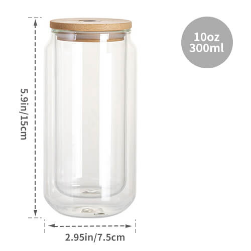 Skleněný hrnek 300 ml s dvojitou stěnou pro sublimaci