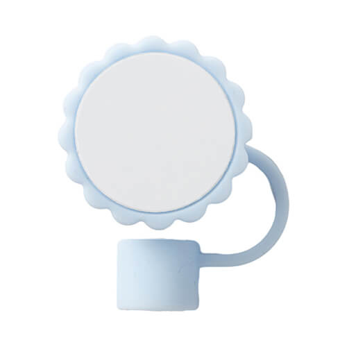 Silikonový uzávěr na brčko Ø 1 cm pro sublimaci - modrá květina