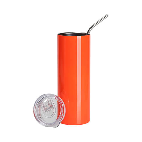 Hrnek 600 ml s brčkem - neonově oranžový (pro sublimaci)