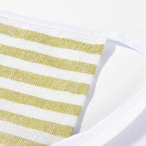 Lněný materiál pro sublimaci - krémový se světle zelenými pruhy