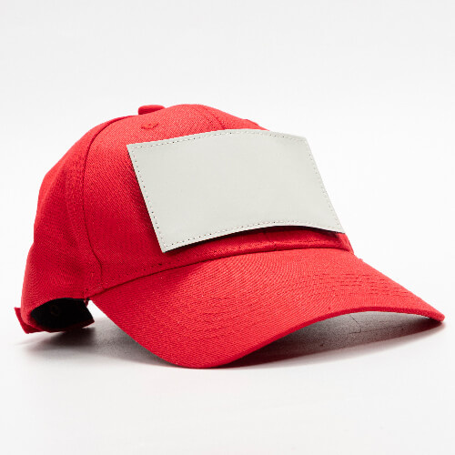 Bavlněná baseballová čepice s obdélníkovou nášivkou na suchý zip pro sublimaci - červená