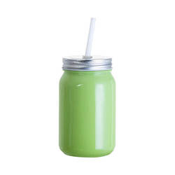 Skleněný hrnek Mason Jar Full Color 450 ml bez očka pro sublimaci - zelený
