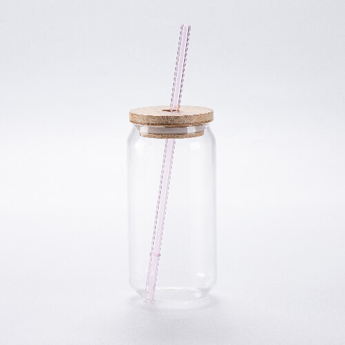 Rovné skleněné brčko 23 cm - růžové