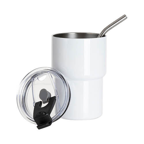 500 ml cestovní hrnek s víčkem a brčkem pro sublimaci - bílý