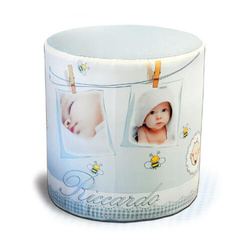 Dvoubarevný saténový povlak na kulatý puf pro sublimaci - modrý