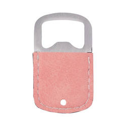 Otvírák na lahve 3,2 x 5,2 cm z oceli a kůže pro sublimaci - růžový