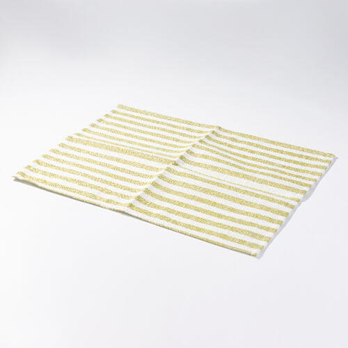 Lněná podložka na stůl 50 x 35,5 cm krémová se světle zelenými pruhy pro sublimaci