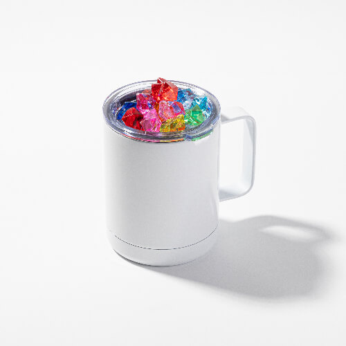 Hrnek na kávu 300 ml pro sublimaci - bílý, víčko s umělým barevným ledem