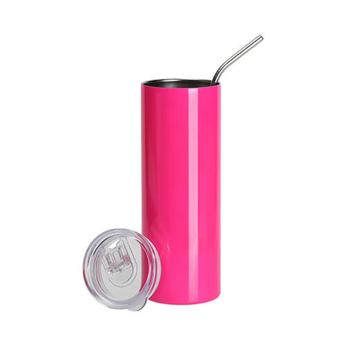 Hrnek 600 ml s brčkem - neonově růžový (pro sublimaci)