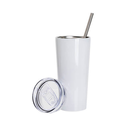 700 ml hrnek s nepropustným víčkem a brčkem pro sublimaci - bílý