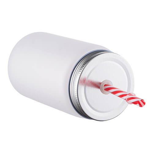 Hrnek Mason Jar 500 ml s brčkem pro sublimaci - matné sklo