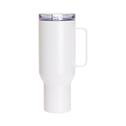 Nerezový cestovní hrnek 1200 ml s víčkem a brčkem - bílý (pro sublimaci)