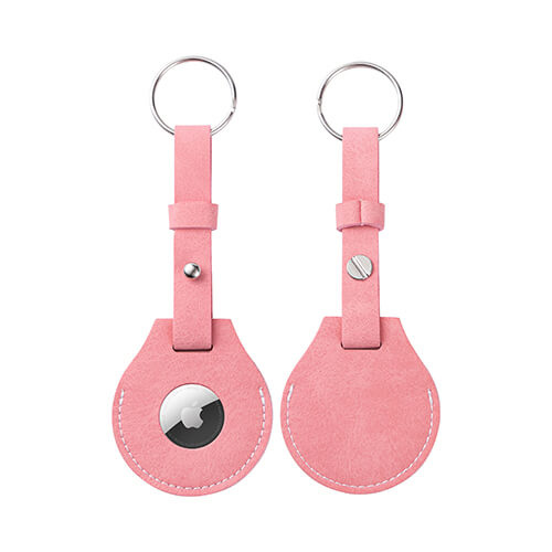 Kožená klíčenka s páskem / pouzdro AirTag pro sublimaci - růžová