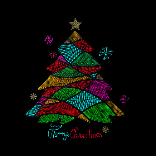 Velký arch se zirkony pro termotransfer - vánoční stromek