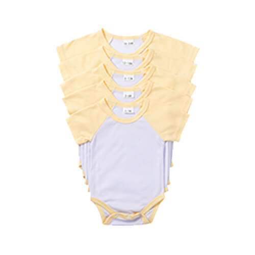 Dětské body s krátkým rukávem pro sublimaci - žluté rukávy