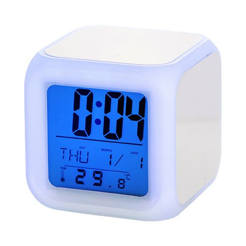 Digitální hodiny měnící barvu pro sublimaci