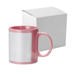Růžový hrnek 330 ml s bílým sublimačním rámečkem + krabička