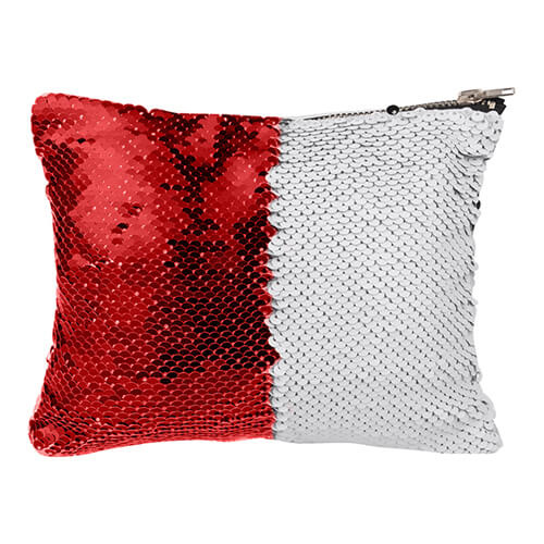 Kosmetická taška 20,5 x 16 cm s červenými a bílými flitry pro sublimaci