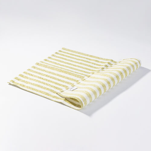 Lněná podložka na stůl 50 x 35,5 cm krémová se světle zelenými pruhy pro sublimaci