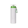 Hliníková láhev 850 ml bílá s průhledným uzávěrem a zeleným víčkem pro sublimaci