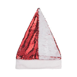 Čepice sv. Santa Claus s dvoubarevnými flitry pro sublimaci - červený