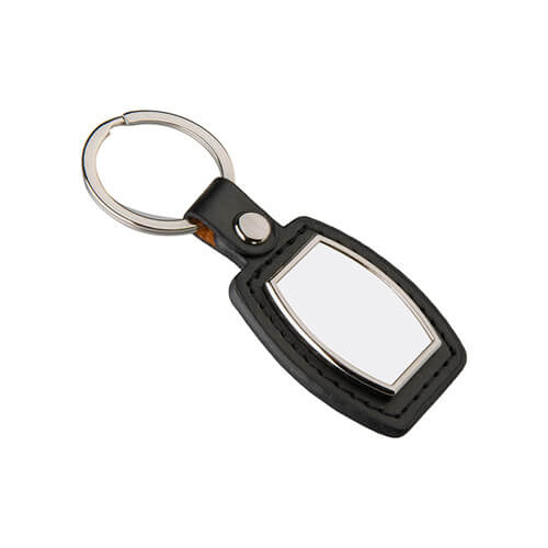 Kožený a kovový přívěsek na klíče pro sublimaci - barel - černý