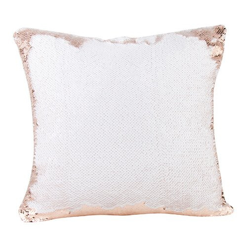 Povlak na polštář 40 x 40 cm s dvoubarevnými flitry pro sublimaci - šampaňské
