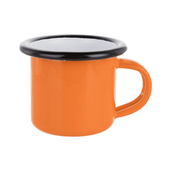 Kovový smaltovaný hrnek 100 ml oranžový s černým okrajem (sublimace termotransfer)