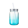 Skleněný hrnek Mason Jar 450 ml bez ucha pro sublimaci - modrý gradient