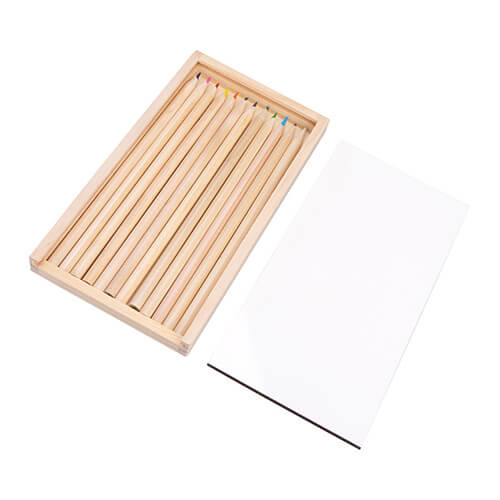 Dřevěná krabička s 12 pastelkami pro sublimaci