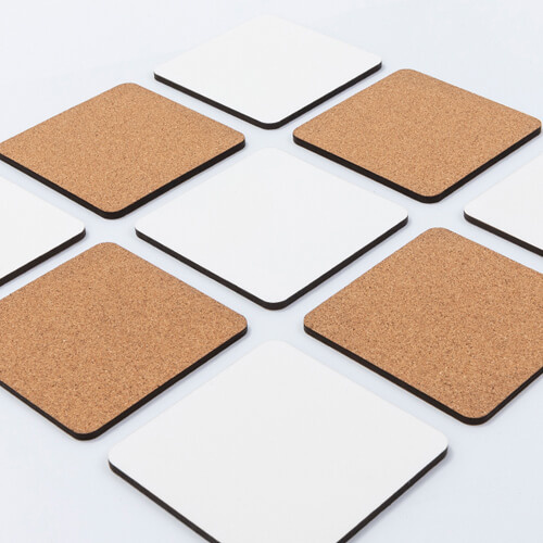 Podložka pod hrnek z tvrdého kartonu a korku pro sublimaci - 9,5 x 9,5 cm