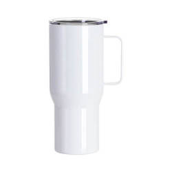 Cestovní, nerezový hrnek 750 ml s uchem pro sublimaci - bílý
