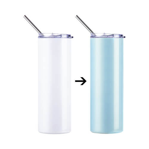 600 ml hrnek s brčkem pro sublimaci - mění barvu pod UV světlem z bílé na modrou