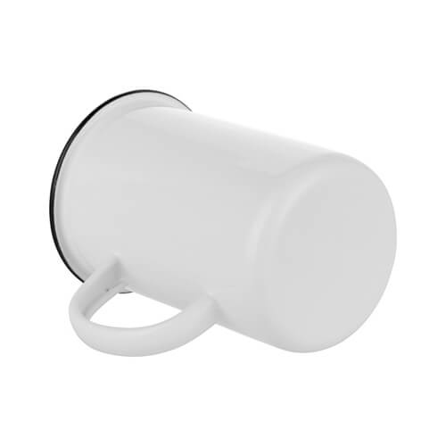 Smaltovaný hrnek 450 ml bílý s černým okrajem Sublimační tepelný přenos